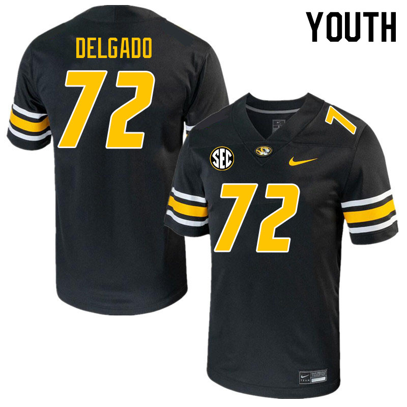 Youth #72 Xavier Delgado Missouri Tigers College 2023 Football Stitched Jerseys Sale-Black